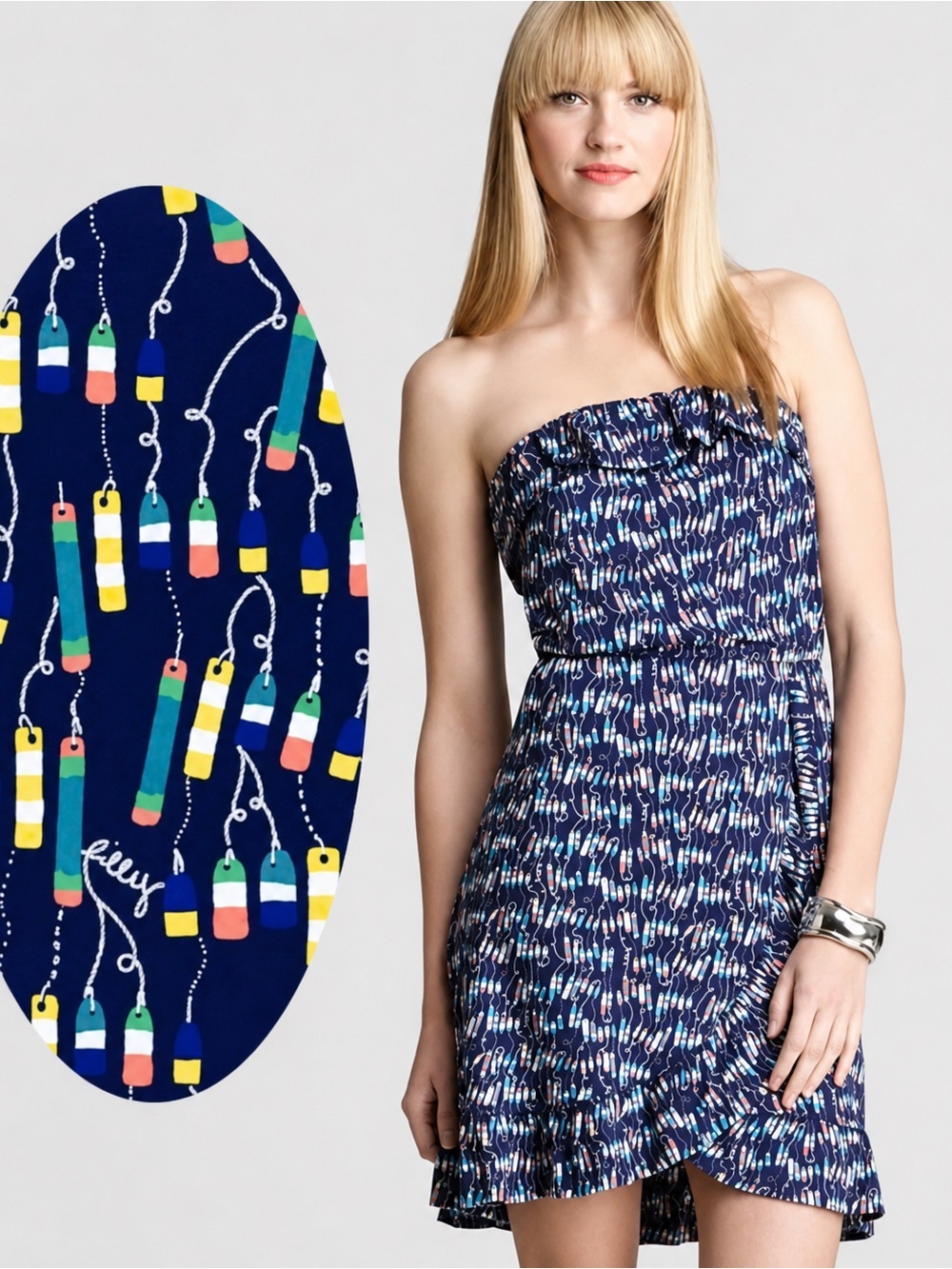 Lilly Pulitzer Oh Buoy strapless ruffle dress, small